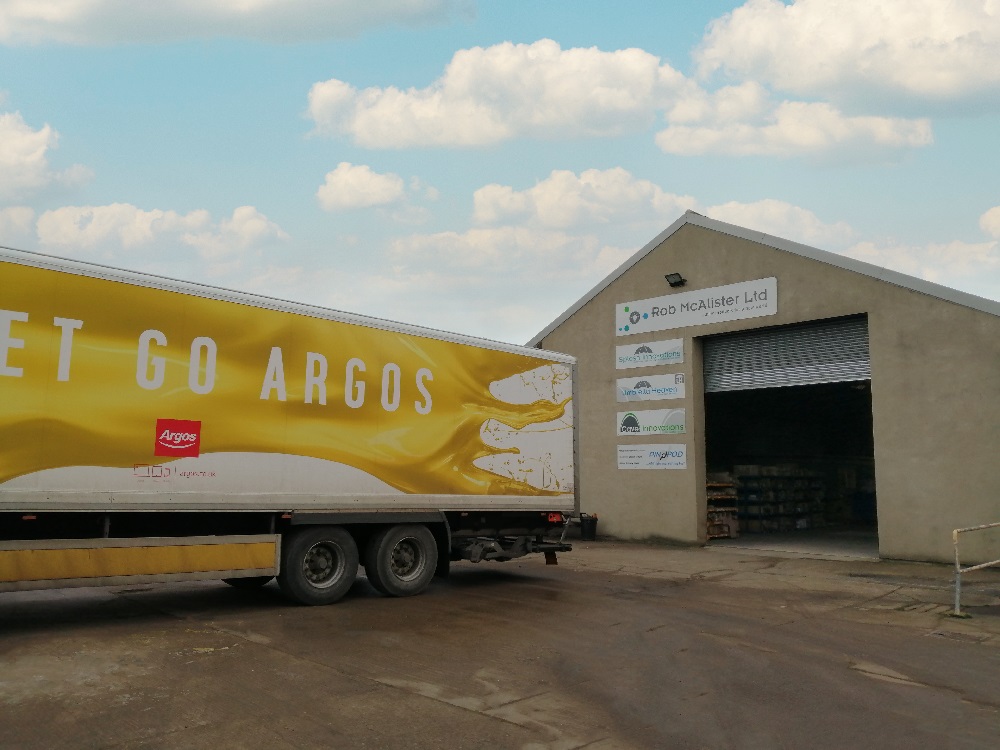 Argos lorry collecting from Rob McAlister Ltd